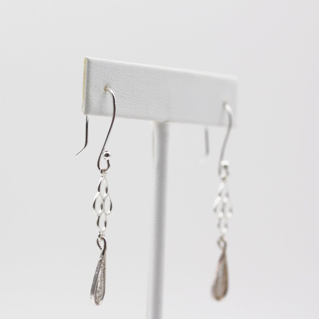 Earrings - Quartet of drops and feather